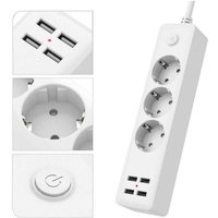 USB-Steckdosenleiste nach europäischem Standard mit 3 Steckdosen, Steckdosenleiste mit 4 USB-Anschlüssen, Steckdosenleiste mit Schalter, 1,5 m USB-Steckdosenleiste nach europäischem Standard mit 3 Steckdosen, Steckdosenleiste mit 4 USB-Anschlüssen, Steckdosenleiste mit Schalter, 1,5 m von GRID COOL