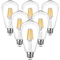 Vintage LED Edison Glühbirne, 90-265V 6W (Glühlampe entspricht 60W) E27 Glühbirne, 600LM 2700K warmweiße LED, ST64 Retro Antik Stil Dekorationslampe, von GRID COOL