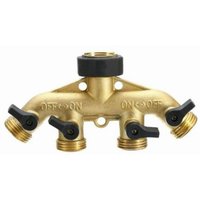 Wasserhahn-Splitter aus Messing mit 4-Wege-Bewässerungs-Gartenschlauch-Anschlussausrüstung (Europäisches Gewinde 3-4) von GRID COOL