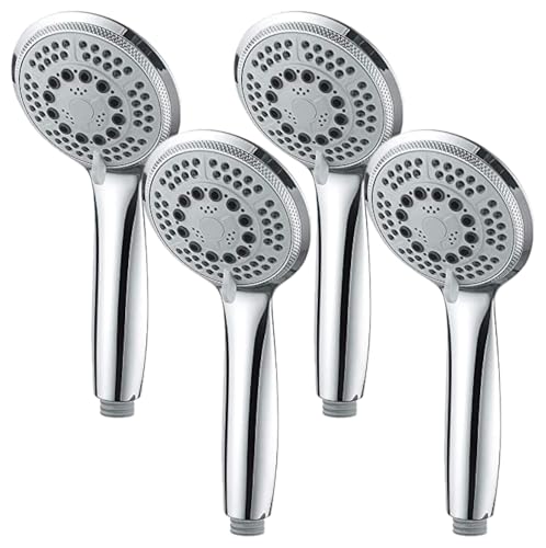 GRIFEMA COMPLENTOS-G804 Wassersparende Handbrause, Gross (Durchmesser, 100mm), 3 Strahlarten/Runder Duschkopf mit Regendusche und Massage Funktion, Chrom (Packung mit 4) von GRIFEMA