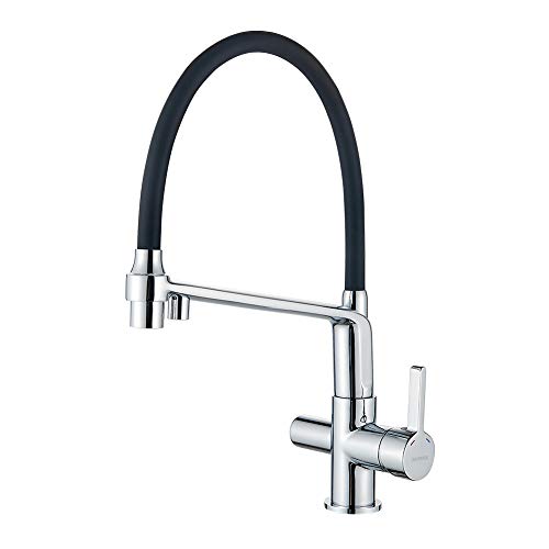 GRIFEMA DOVER-G4010-2 | Küchenarmatur - Küche Wasserhahn mit Flexibler Auslauf, Brause mit 2 Strahlarten, | 3-in-1-Sprühgerät mit Doppelfunktion für Wasserfilter und Spülbecken, Chrom von GRIFEMA