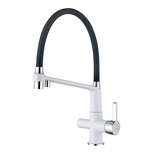 GRIFEMA DOVER-G4010W-2 | Küchenarmatur - Küche Wasserhahn mit Flexibler Auslauf, Brause mit 2 Strahlarten | 3-in-1-Sprühgerät mit Doppelfunktion für Wasserfilter und Spülbecken, Weiß von GRIFEMA