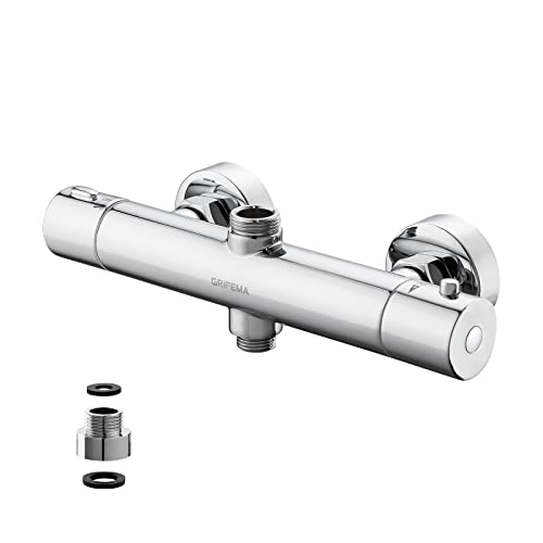 GRIFEMA G17005 Berlin - Thermostat für Duschsystem, Duscharmatur Ersatzteile, Verbrühschutz, Chrom, Silber [Exklusiv bei Amazon] von GRIFEMA