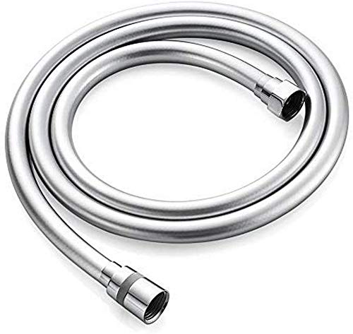 GRIFEMA Duschschlauch 1,8m – Flexibler Glatter PVC Brauseschlauch 180cm, Anti-Knick & Leckfrei, Universal ½ Zoll Anschluss, langlebiger Ersatzschlauch mit Messinganschlüssen & Dichtungen, Silber von GRIFEMA