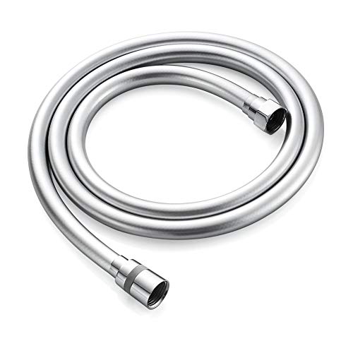 GRIFEMA Duschschlauch 2 m – Flexibler Glatter PVC Brauseschlauch 200cm, Anti-Knick & Leckfrei, Universal ½ Zoll Anschluss, langlebiger Ersatzschlauch mit Messinganschlüssen & Dichtungen, Silber von GRIFEMA