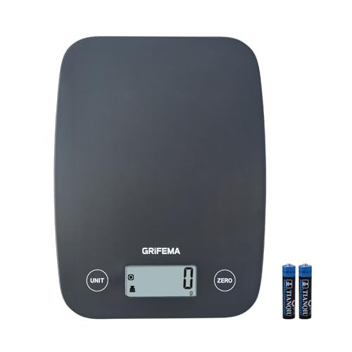 GRIFEMA GA2004 Küchenwaage Digital, Hochpräzise (1g-5000g) Waage Küchenwaage mit LCD Display, zum Backen und Kochen, Batterien Inklusive von GRIFEMA