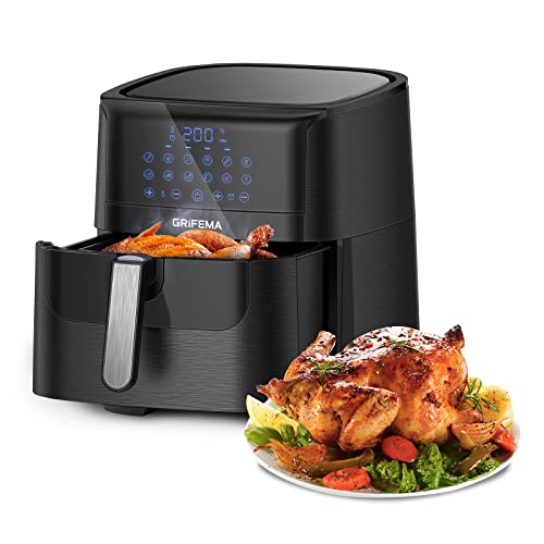GRIFEMA GC2001, Heißluftfritteuse 6.5L/1800W ohne Öl- Luftfritöse mit Digitalem LED Touchscreen, Friteuse 12 Programmen, Heissluftfriteuse Präziser Temperaturregelung, Airfryer Zeitsseinstellung von GRIFEMA