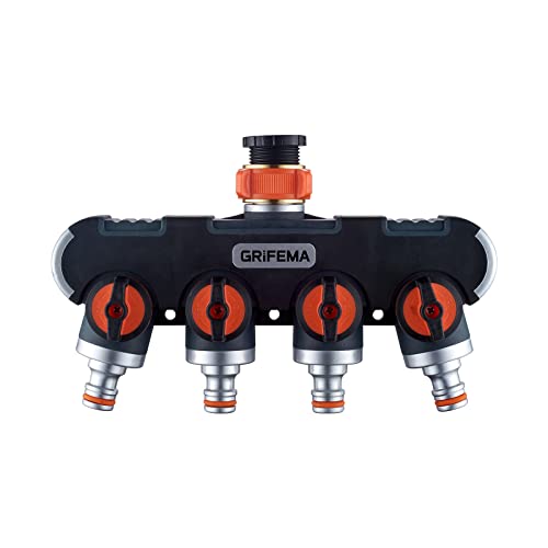 GRIFEMA 4-Wege-Verteiler, 3/4 Zoll und 1/2 Zoll Wasseranschluss Verteiler, 4 Geräte Können Gleichzeitig Verbunden Werden, Einstellbarer Wasserdurchfluss, Orange / Schwarz GRIFEMA 4-Wege-Verteiler, 3/4 Zoll und 1/2 Zoll Wasseranschluss Verteiler, 4 Geräte Können Gleichzeitig Verbunden Werden, Einstellbarer Wasserdurchfluss, Orange / Schwarz von GRIFEMA