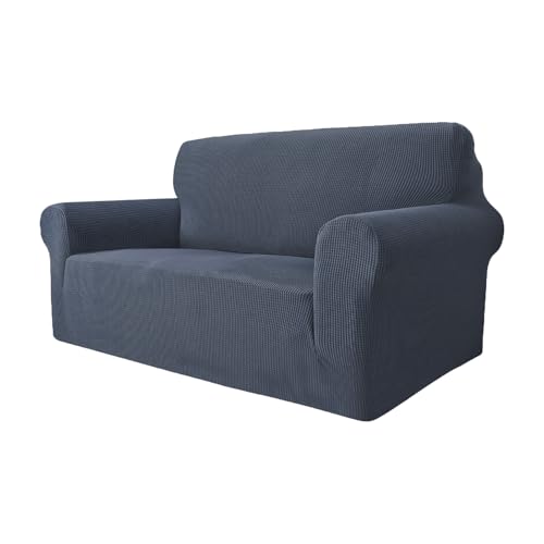 GRIFEMA High Stretch Sofabezug 2 Sitzer Sofaüberwurf Jacquard Elastische Sofahusse für Wohnzimmer Protector für Hunde Haustiere, Grau von GRIFEMA