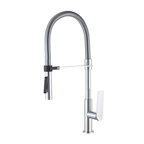 GRIFEMA LYON-G14001 | Experte Küchenarmatur - Wasserhahn Küche mit Flexibler Auslauf, Profibrause | Einhebel-Küchenmischer, G3/8'' Anschlüsse, Universalschwenker, Chrom von GRIFEMA