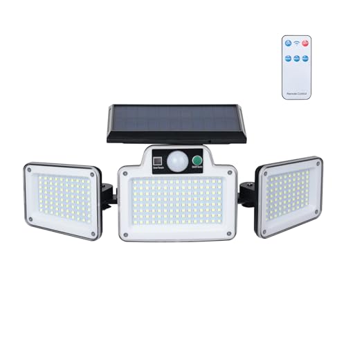GRIFEMA Solarlampen für Außen, Solar Strahler mit Bewegungsmelder, [280 LEDs/ 3 Modi/ 2400mAH], IP65 Wasserdichte, Solarlampen für Außen,Terrassen,Garagen, Schwarz von GRIFEMA