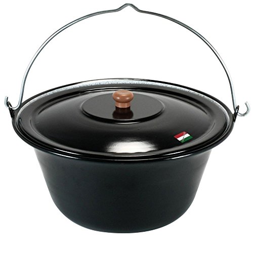 GRILLPLANET ungarischer Gulaschkessel 15 Liter mit Deckel emailliert, Gulaschtopf Set von GRILLPLANET