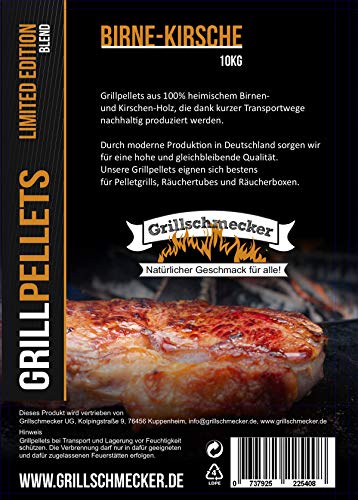 Grillschmecker Grillpellets 10 kg- Holzpellets Sonderedition Birne-Kirsche für Grill, Pelletofen & Smoker von GRILLSCHMECKER