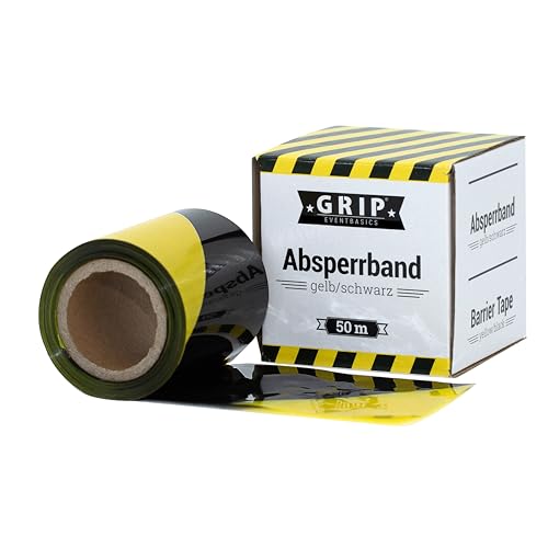 GRIP Eventbasics Absperrband reißfest, gelb-schwarz, 50 m x 70 mm, PE Absperrband im Abrollkarton, Flatterband nicht klebend GRIP Eventbasics Absperrband reißfest, gelb-schwarz, 50 m x 70 mm, PE Absperrband im Abrollkarton, Flatterband nicht klebend von GRIP Eventbasics