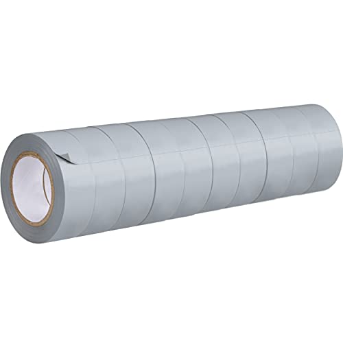 GRIP Eventbasics Isolierband grau GT 807, Isotape 10er Set, 19 mm x 10 m/Rolle, selbstklebendes Isolierband wasserfest, flammhemmend, elastisch, durchschlagfest bis 5 kV von GRIP Eventbasics