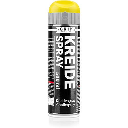 GRIP Eventbasics Kreidespray 500 ml, neongelb, mit Überkopfdüse, Sprühkreide für temporäre Markierungen von GRIP Eventbasics