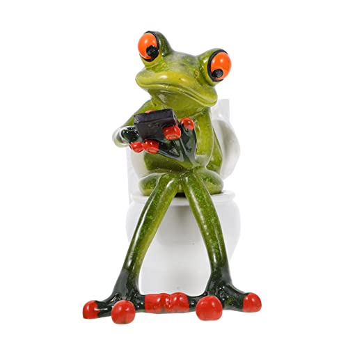 GRIRIW 1 Stück Resin Frosch Figurine Kreative Harz Statue als Desktop Deko für Home Büro und Badezimmer Lustige Frosch Dekoration aus Strapazierfähigem Material von GRIRIW