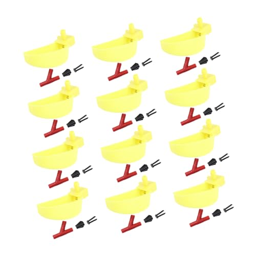 GRIRIW 12 Stück Teiliges Automatisches Vogel Wassernapf Große Gelbe Tränkschalen für Tauben und Wachteln Ausführung Robustes Kunststoffmaterial Leicht zu Reinigen für Zufällige Farbe von GRIRIW