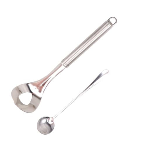GRIRIW 2 Stück Edelstahl Fleischbällchenformer mit Langem Griff Oval Geformter Küchenlöffel mit Robuster Meatball Scoop zum Einfachen Formen und Modellieren von Hackfleisch Praktisches von GRIRIW