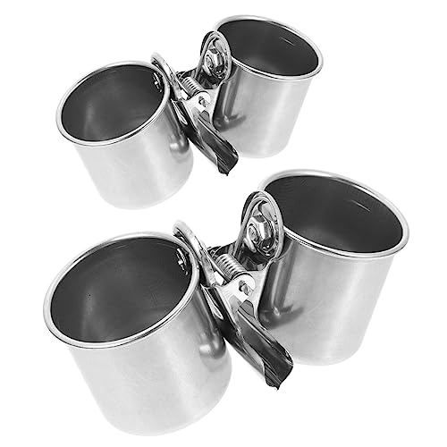 GRIRIW 2 Stück Teiliges Edelstahl Vogelnapf mit Clip Stabile Futter und Wasserschalen für Papageien und Vogelkäfig Einfach zu Befestigen Robust und Vielseitig für Vogelfutter und Tränke von GRIRIW