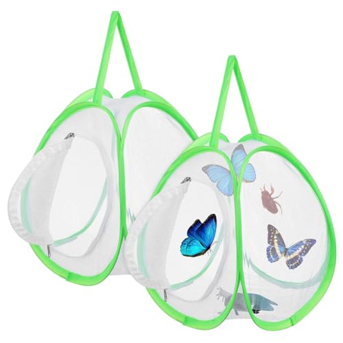 GRIRIW 2 Stück Tragbares Schmetterlingsgehege Teiliges Mesh Cage mit Atmungsaktivem Netz für Schmetterlinge Raupen und Springspinnen Leichtes Outdoor Zuchtgehäuse mit Großem GRIRIW 2 Stück Tragbares Schmetterlingsgehege Teiliges Mesh Cage mit Atmungsaktivem Netz für Schmetterlinge Raupen und Springspinnen Leichtes Outdoor Zuchtgehäuse mit Großem von GRIRIW