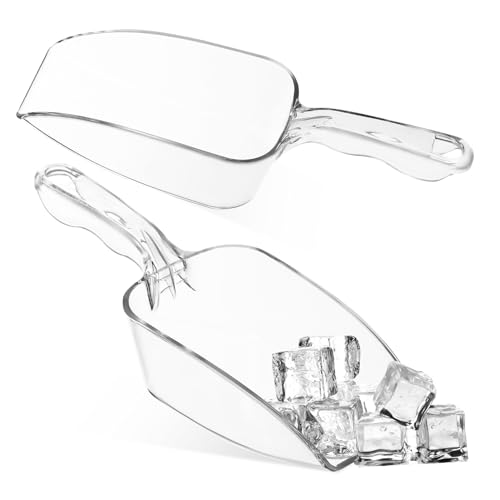 GRIRIW 2 Stück Transparente Kunststoff Eisportionierer mit Ergonomischem Griff Stabile Kleine Schaufel für Eiswürfel Popcorn Süßigkeiten Mehl und Futter Leicht zu Wiederverwendbar von GRIRIW
