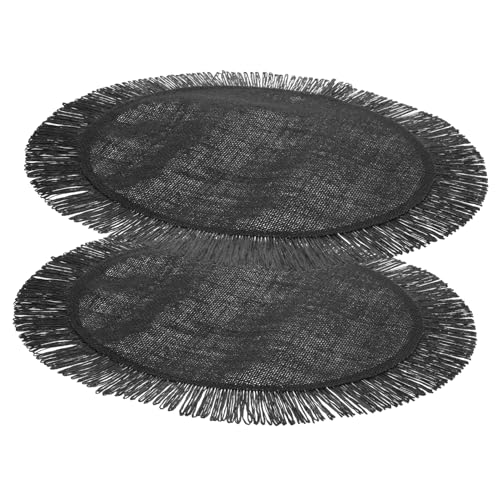 GRIRIW 2 Stücke Quaste Sackleinen Tischsets Platte Teller Dual schwenkgrill dreibein bastelzeug Hitzebeständiges Tischset dreibein Gestell Tischdeko Besteckunterlage Rattan-Tischsets von GRIRIW