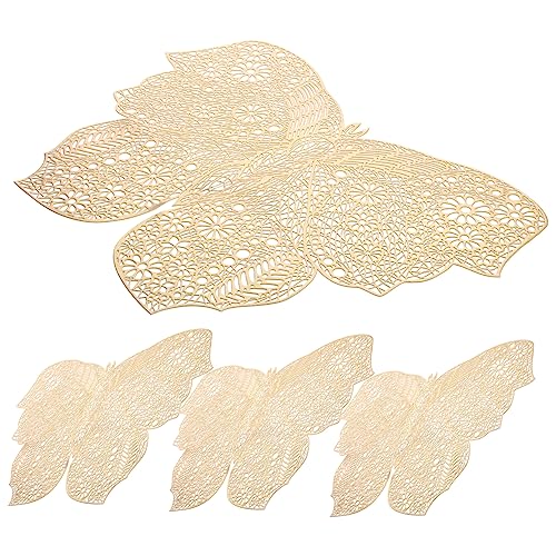 GRIRIW 4 Stück Tischset Living Room Decoration rutschfeste Matte Getränkehalter Esszimmerdeko Tischmatten groß Wiederverwendbare Tassenkissen Unterlage für Kaffeetasse PVC Golden von GRIRIW