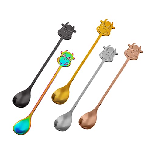 GRIRIW 5 Stück Teiliges Kreative Löffel mit Kuhgriff Dessert und Kaffeelöffel für Süße Speisen für Partys und Farbenfroh und Ansprechend GRIRIW 5 Stück Teiliges Kreative Löffel mit Kuhgriff Dessert und Kaffeelöffel für Süße Speisen für Partys und Farbenfroh und Ansprechend von GRIRIW