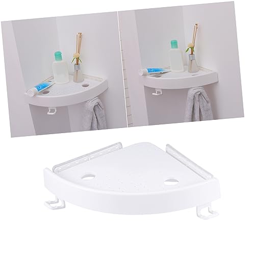 GRIRIW Eckregal Badezimmer aus Kunststoff mit Starken Saugnäpfen Wandmontage ohne Bohren Platzsparendes Dreieckiges Design für Bad und Küche mit Verstellbaren Handtuchhaken Hält 5 kg GRIRIW Eckregal Badezimmer aus Kunststoff mit Starken Saugnäpfen Wandmontage ohne Bohren Platzsparendes Dreieckiges Design für Bad und Küche mit Verstellbaren Handtuchhaken Hält 5 kg von GRIRIW
