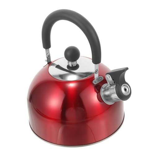 GRIRIW Edelstahl Pfeifentopf Teekessel Wasserbecher Campingkocher Flasche Dampfgetränk Mokka Kochfeld Durchsichtiger Mini Spender Wasserhahn Retro Wasserkocher Und Toaster Rot von GRIRIW
