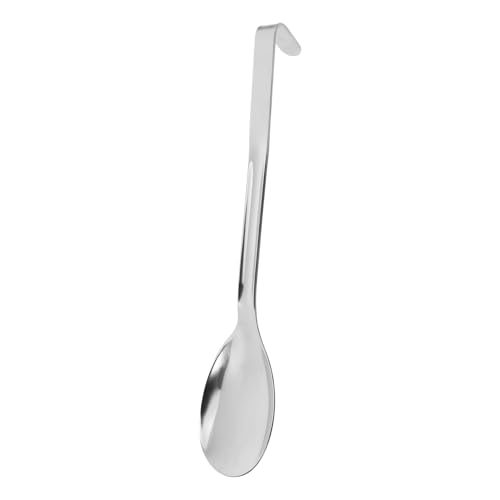 GRIRIW Edelstahl Servierlöffel mit Haken Langlebiger Großer Metallschöpflöffel für den professionellen Einsatz Glatte Oberfläche Langer Griff für Sichere Handhabung für Buffet und von GRIRIW