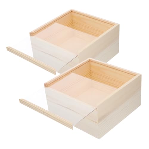GRIRIW 2 Stück Acryl-aufbewahrungsbox Karten-organizer Holz-schiebedeckel Unbemalt Bastelbox Für Schmuck Kosmetik von GRIRIW