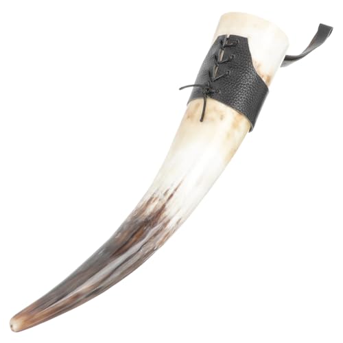 GRIRIW Großer Handgefertigter Hornbecher für Weintrinken Dekorativer Wikinger Trinkbecher aus Echtem Horn Robustes Trinkhorn mit Natürlicher Hornoptik als Geschenk für Weinkenner und von GRIRIW