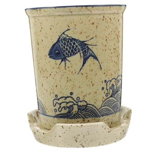 GRIRIW Keramik Besteckhalter mit Ablauflöchern Eleganter Küchenutensilienhalter für Tisch Praktischer Löffel und Essstäbchenbehälter Stabiler Küchenorganizer Modernes Design von GRIRIW