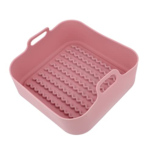 GRIRIW Silikon Grillplatte für Heißluftfritteuse Wiederverwendbare Backmatte Hitzebeständig Spülmaschinenfest zum Grillen und Backen Quadratischer Form Groß Rosa von GRIRIW