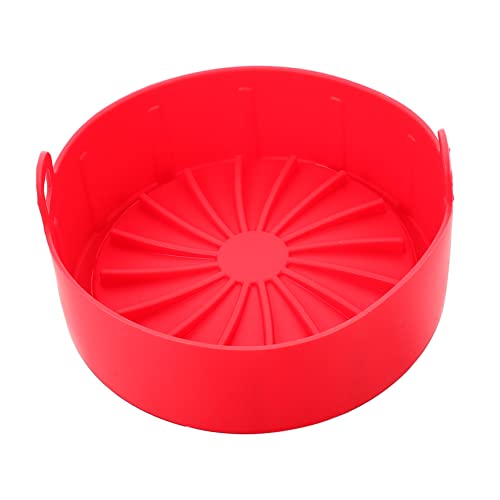 GRIRIW Silikonmatte für Heißluftfritteuse Hitzebeständiger Antihaftbeschichteter Silikon Topf Rot Wiederverwendbar für Schonendes ohne Anhaften für Brote Gemüse und Desserts von GRIRIW