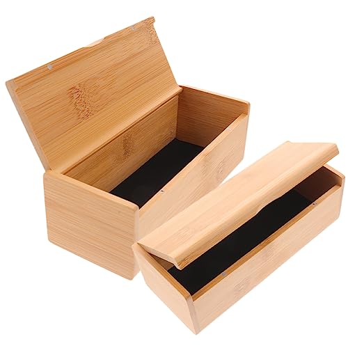 GRIRIW 2stücke Bamboo Storage Box With Lid Multipurpose Organizer Für Schmuck Brillen Uhren Und Bastelmaterial Leichte Und Langlebige Bambus Holzkiste Kompakte Aufbewahrungslösung Für Keepsakes von GRIRIW