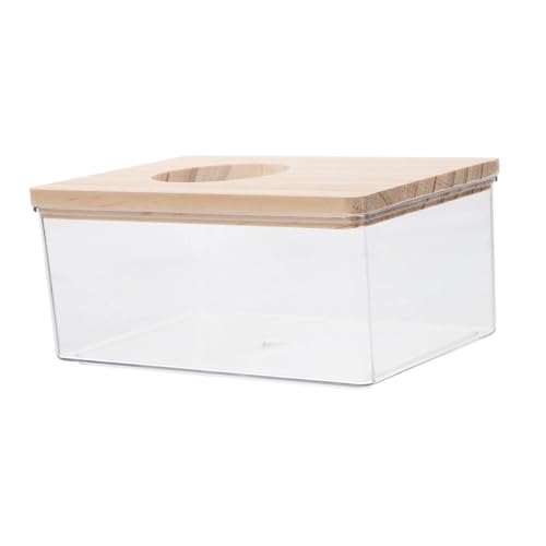 GRIRIW Transparente Acryl Hamster Sandbad Box mit Holzdeckel und Belüftung Kleine Badewanne für Hamster Rennmäuse und Chinchillas Multifunktionale Sandbadewanne und Toilette für von GRIRIW
