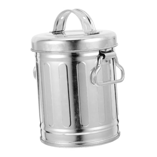 GRIRIW Vintage Galvanisierter Aschenbecher mit Deckel Robuster Mini Feuerschalen Mülleimer für Außenbereich Eleganter Tischabfalleimer für Zuhause von GRIRIW