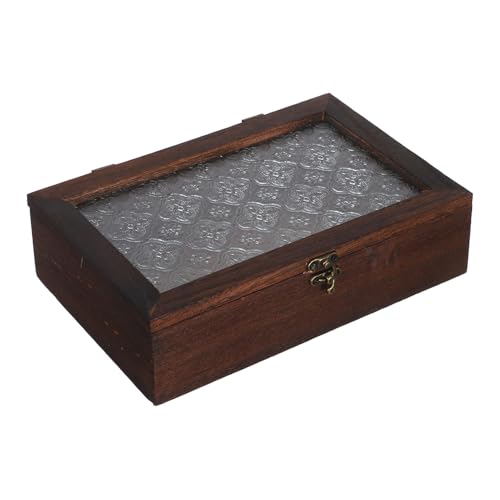 GRIRIW Vintage-Organizer Mit Glasplatte Aus Holz Tee-aufbewahrungsbox Für Schmuck Und Andenken Holz-schmuckvitrine Mit Bastgras-füllern Für Uhren Und Accessoires GRIRIW Vintage-Organizer Mit Glasplatte Aus Holz Tee-aufbewahrungsbox Für Schmuck Und Andenken Holz-schmuckvitrine Mit Bastgras-füllern Für Uhren Und Accessoires von GRIRIW