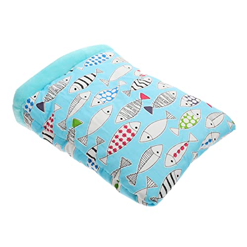 GRIRIW Zuckergleiter Schlafsack für Kleintiere Warmes Baumwollbett für Hamster Meerschweinchen und Ratten Gemütlicher Rückzugsort mit Kuschelkomfort für Haustiere Blau mit Fischdesign von GRIRIW