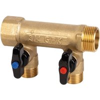 Modularer Sanitärverteiler Male Female 20x27 mit Ventilen 2 Abzweigungen 15x21 Male von GRK