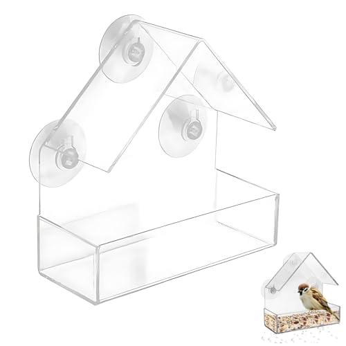 GRKB 1 Pcs Vogelfutterhaus Balkon Vogeltränke Hängend Window Bird Feeder Vogel Futterstelle Made of Clear Acrylic with Suction Cups for Tits Sparrows Smaller Wild Birds GRKB 1 Pcs Vogelfutterhaus Balkon Vogeltränke Hängend Window Bird Feeder Vogel Futterstelle Made of Clear Acrylic with Suction Cups for Tits Sparrows Smaller Wild Birds von GRKB