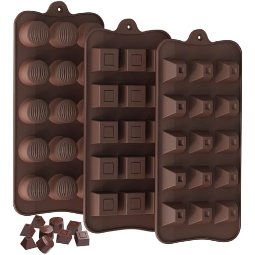 GRKJGytech Schokoladenform,3er-Set Schokoladenformen aus lebensmittelechtem Silikon – BPA-frei, wiederverwendbar, ideal für Pralinen, Bonbons, Eiswürfel und Backen Chocolate Mould,pralinen form von GRKJGytech