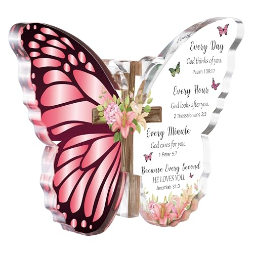 GROBRO7 Acryl Christliches Geschenk mit Bibelsprüchen - Inspirierende Glaubenszitate, Gebete Schmetterlings-Deko für Zuhause Büro, Religiöse Tischdekoration Christliches Andenken (God Thinks of You) GROBRO7 Acryl Christliches Geschenk mit Bibelsprüchen - Inspirierende Glaubenszitate, Gebete Schmetterlings-Deko für Zuhause Büro, Religiöse Tischdekoration Christliches Andenken (God Thinks of You) von GROBRO7