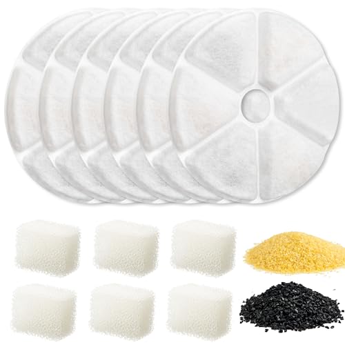 GROBRO7 Katzenbrunnen Filter, 6 Stück mit Aktivkohle & Schwamm - Ersatzfilter inkl. 6 Pumpenschwämme für 2L/2,5L Edelstahl Trinkbrunnen - 4-stufiges Filtersystem für Katzen und Hunde GROBRO7 Katzenbrunnen Filter, 6 Stück mit Aktivkohle & Schwamm - Ersatzfilter inkl. 6 Pumpenschwämme für 2L/2,5L Edelstahl Trinkbrunnen - 4-stufiges Filtersystem für Katzen und Hunde von GROBRO7