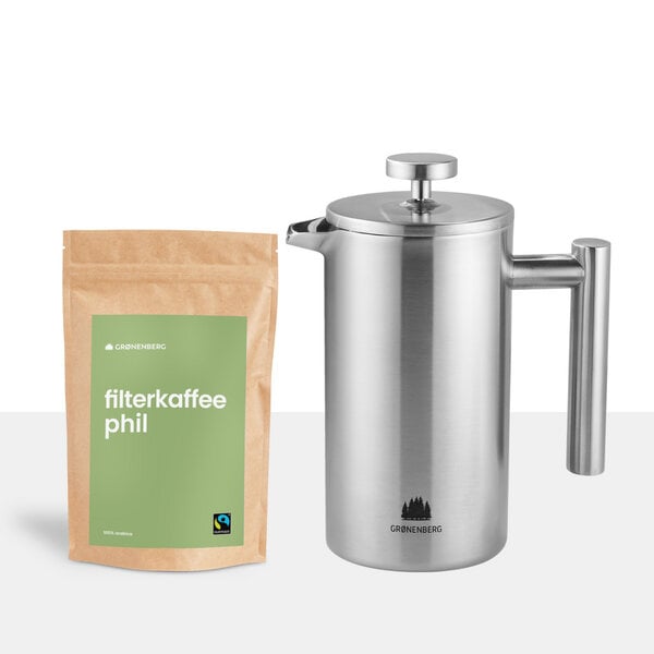 GROENENBERG Kaffee Spar Set 1 | Bio Kaffeebohnen o. Pulver (250g) + French Press (3 Größen) von GROENENBERG