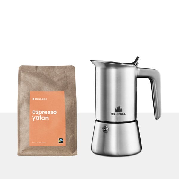 GROENENBERG Kaffee Spar Set 2 | Espressokocher Induktion (2 Größen) + Bio Espresso Bohnen o. Pulver 250g von GROENENBERG