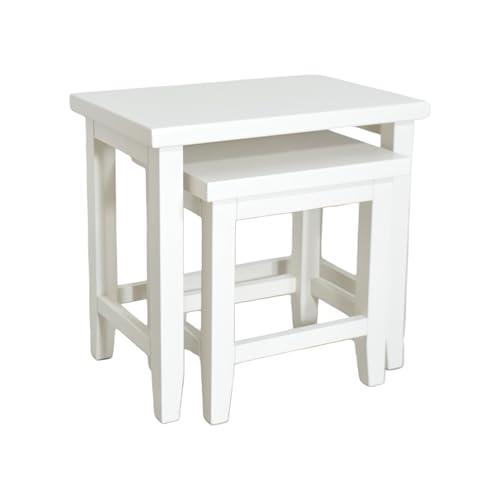 GROF Furniture All White Nest of 2 Tables Solid Wooden Nesting Tables Lamp Table Sofatisch Couchtische Zusammengebaut von GROF
